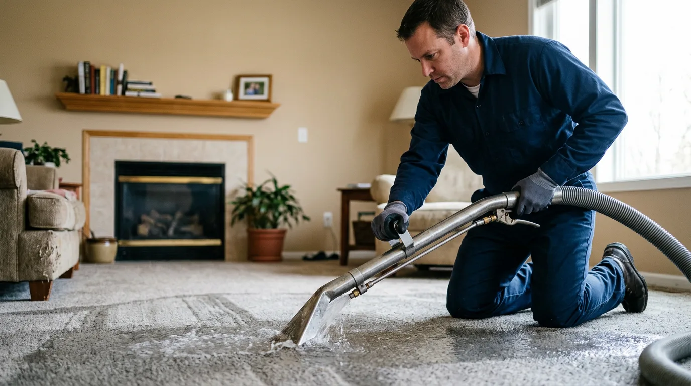 Water damage restoration technician working near Milford, CA
